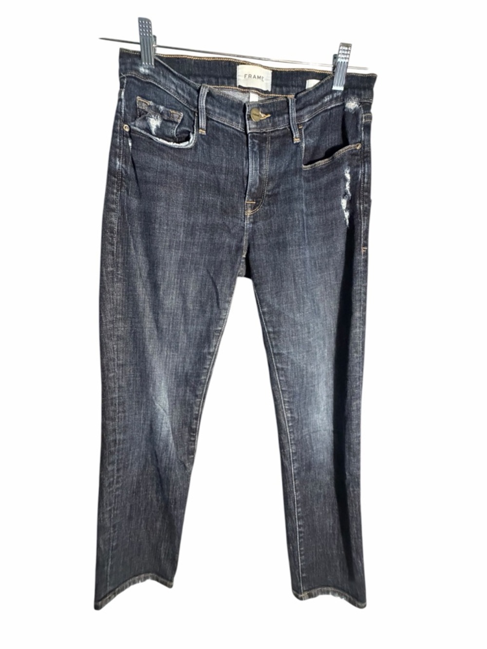Frame Denim Le Cargon Crop Straight Jeans in Dark Wash Sz 25 - Picture 1 of 12